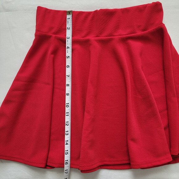 Red Pleated Mini Flare Skater Skirt Womens Size Medium - Picture 7 of 7